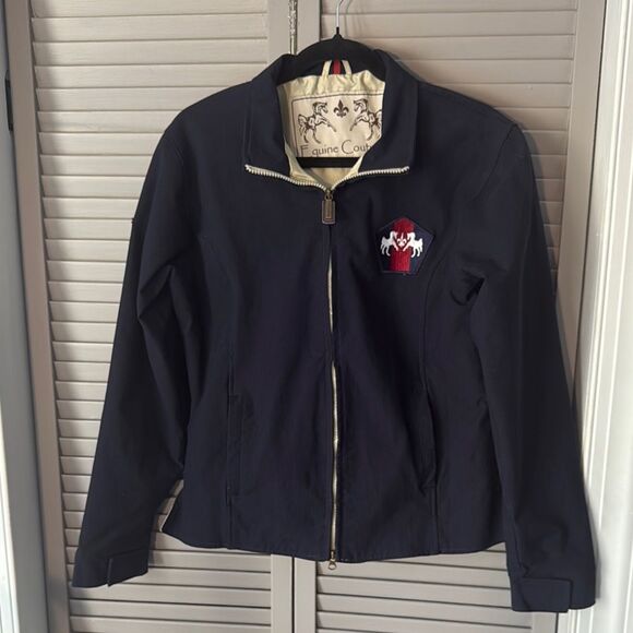 Navy Jacket with Stand-Up Collar and Embroidery Equestrian design - Pre-owned - Picture 1 of 16